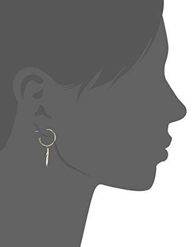 Fossil Feather Gold-Tone Stainless Steel Hoop Earrings