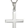 Sterling Silver Polished Cross Pendant Necklace