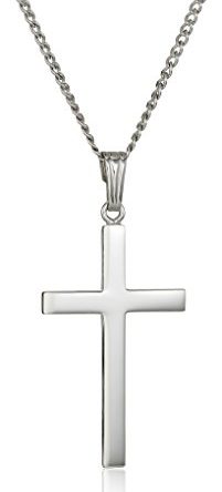 Sterling Silver Polished Cross Pendant Necklace