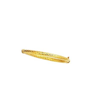 14k Yellow Gold 5.0mm Shiny Twisted Fancy Bangle Bracelet