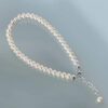 Round White Freshwater Pearl Sterling Silver Ankle Bracelets