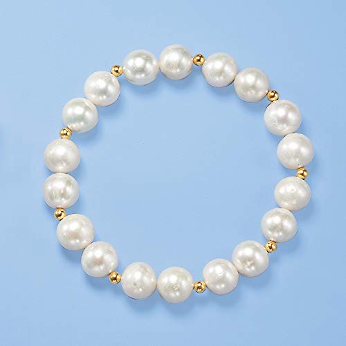Ross-Simons Pearl Stretch Bracelet With 14kt Yellow Gold