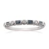 Diamond & Blue Sapphire Bridal Wedding Band Ring 14kt White