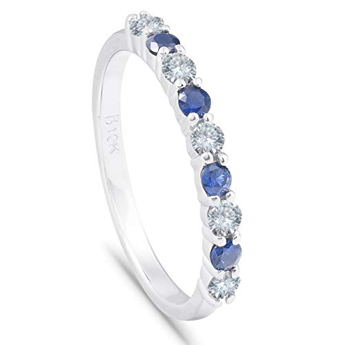 Elegance in White Gold: 1/2CT Blue Sapphire & Diamond Wedding Ring