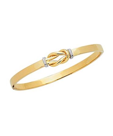 14k Yellow White Gold 4.75mm Shiny Bangle Bracelet