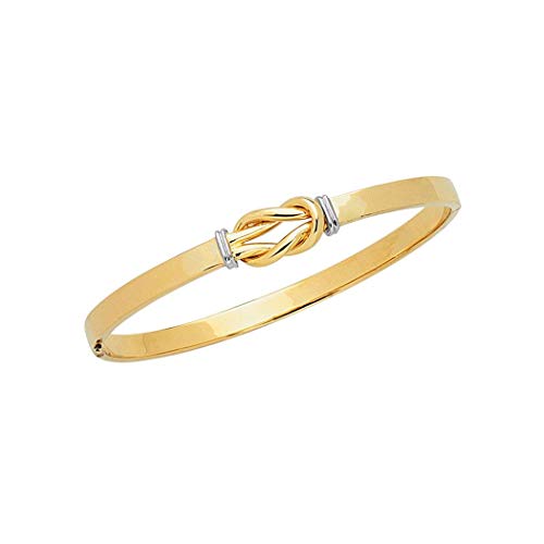 14k Yellow White Gold 4.75mm Shiny Bangle Bracelet