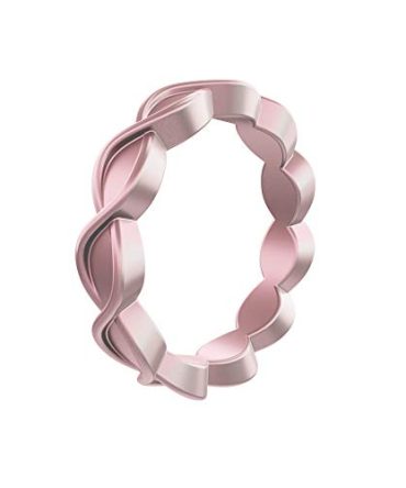 QALO Women's Iridescent Pink Eternity Silicone Wedding Ring