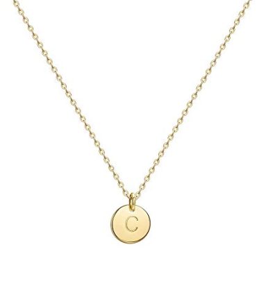 Customized Gold Initial Pendant Necklace: Engraved 14K Gold Filled Disc with Adjustable Chain - Perfect Jewelry Gift for Women.