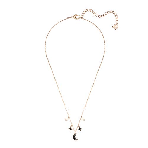 Swarovski Symbolic Moon Necklace with a Black Crystal