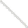 Sterling Silver Polished 0.6mm Fancy Love Heart Link Anklet Ring