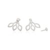 Silver Lotus Flower Stud Earrings Jackets Jewelry