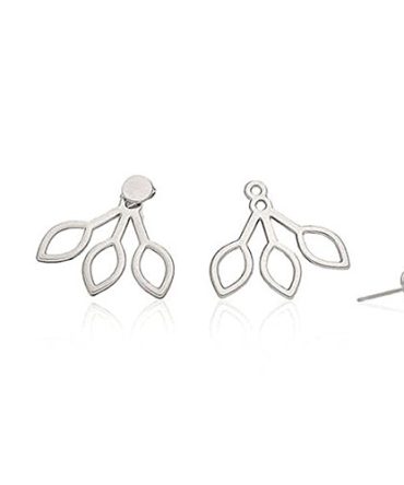 Silver Lotus Flower Stud Earrings Jackets Jewelry
