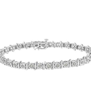.925 Sterling Silver 1.0 Cttw Diamond S-Curve Tennis Bracelet