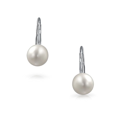 Elegance Redefined: White Freshwater Pearl Leverback Earrings in Sterling Silver - A Perfect Gift for Any Occasion