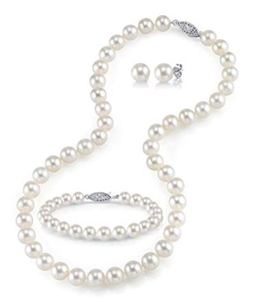 7-8mm Freshwater Cultured Pearl Necklace Set for Women