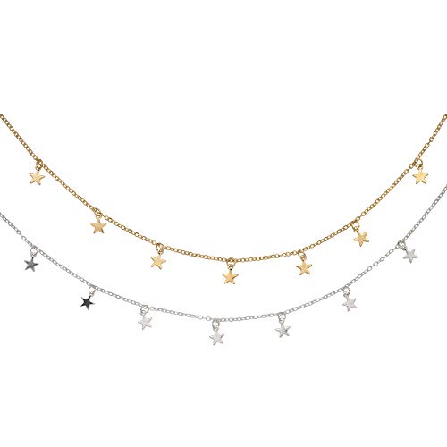 Star Choker Necklace Set Dainty Gold and Silver Chain Pendant
