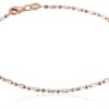 Italian Rose-Tone and Polished Sterling Silver Chain Anklet