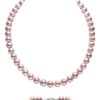 THE PEARL SOURCE 9-10mm AAA Quality Round Pink Pearl Necklace