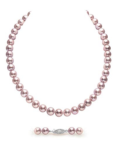 THE PEARL SOURCE 9-10mm AAA Quality Round Pink Pearl Necklace