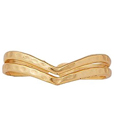 Pura Vida Gold-Plated Chevron Toe Ring - Unique Design with Brass Base, Adjustable Open Ends, One Size.