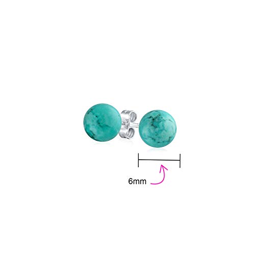 Simple Gemstone Stabilized Turquoise Round Ball Stud Earrings
