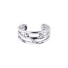 Radiant Elegance: Shiny Cuff Open 3-Row Toe Ring with CZ Stones