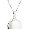 Sterling Silver Polished Oval Locket Necklace