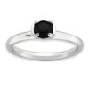 Gemstone 925 Sterling Silver Black Agate Band Ring Size 9.00 Stone