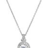 Eternal Elegance Unveiled: Platinum-Plated Sterling Silver Vintage Pendant Necklace with Swarovski Zirconia (2.8 cttw)