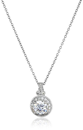 Platinum Plated Sterling Silver Antique Pendant Necklace