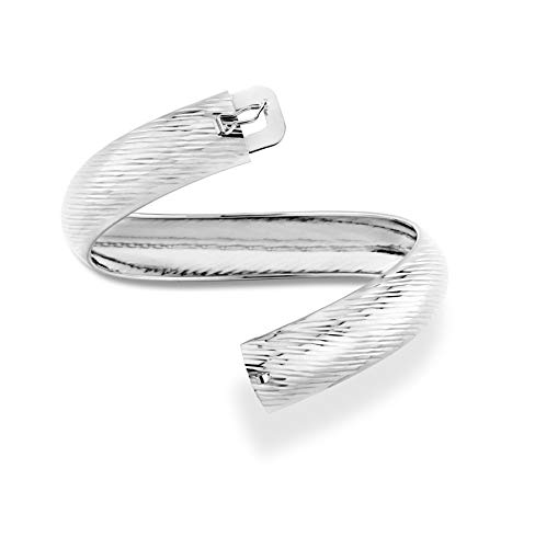 Miabella 925 Sterling Silver Italian Diamond-Cut Round Flexible Bangle Bracelet
