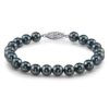 THE PEARL SOURCE 14K Gold 6-6.5mm Round Black Japanese Pearl Bracelet