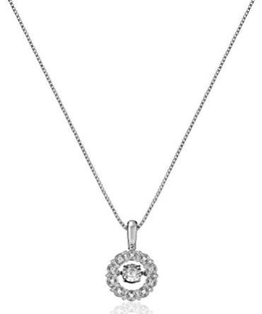 Sterling Silver Dancing Diamond Accent Circle Pendant Necklace