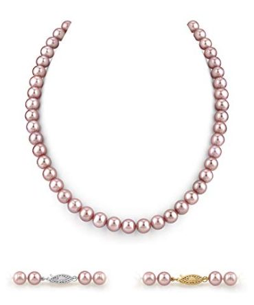 THE PEARL SOURCE 14K Gold 7-8mm AAA Quality Pink Freshwater