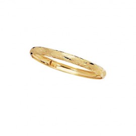 10k Yellow Gold 6.0mm Shiny Textured Flex Bangle Bracelet