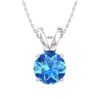 Blue Topaz Solitaire Necklace in 14k White Gold