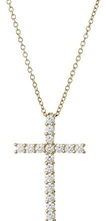 Yellow-Gold Plated Sterling Silver Cross Pendant Necklace