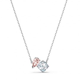 Swarovski Soul Necklace with Square Cut Clear and Pink Crystal