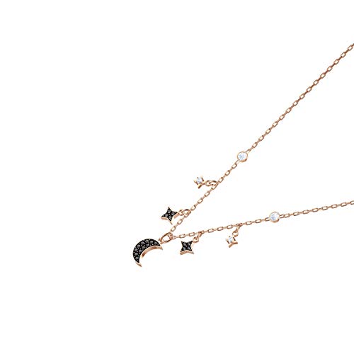 Swarovski Symbolic Moon Necklace with a Black Crystal