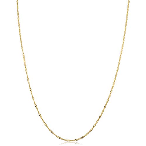 Kooljewelry 10k Yellow Gold 1 mm Singapore Chain Necklace