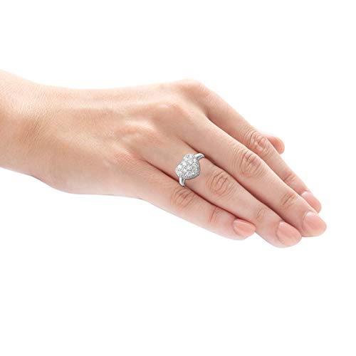 .925 Sterling Silver Pavé-Set Cubic Zirconia Heart Ring