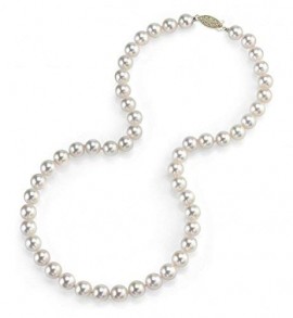 THE PEARL SOURCE 14K Gold 7.0-7.5mm Round Pearl Necklace