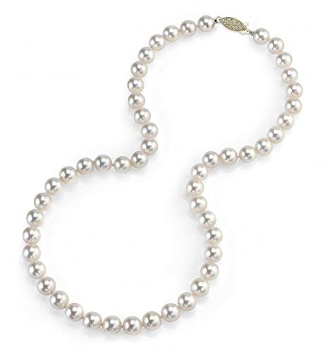 THE PEARL SOURCE 14K Gold 7.0-7.5mm Round Pearl Necklace