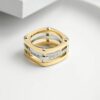 Gold Statement Rings Wide Bands Parallel Bar Ring Enhancer