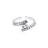 Rhodium-Plated Sterling Silver CZ By-Pass Cuff Toe Ring for Women, Elegant Simulated Diamond Jewelry Gift