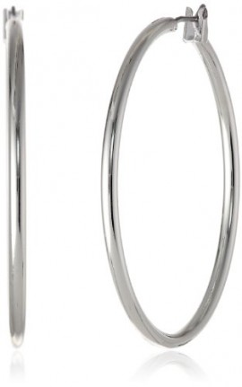Anne Klein Classics Silver-Tone Thin Hoop Earrings