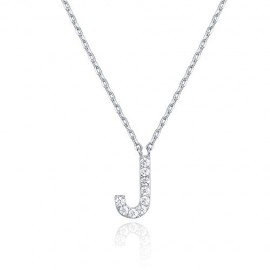 PAVOI 14K White Gold Plated Cubic Zirconia Initial Necklace