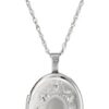 Sterling Silver Oval Hand-Engraved Locket Necklace