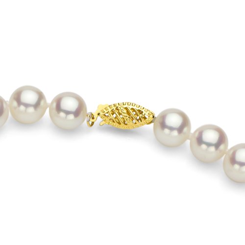 14K Yellow Gold White Japanese Cultured Pearl Necklace