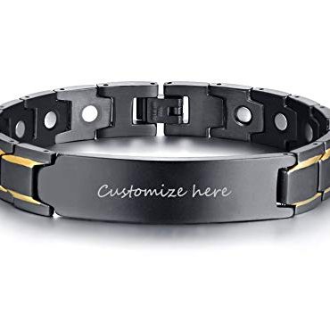 Personalized Custom Stainless Steel Magnet Therapy Identification Bracelet